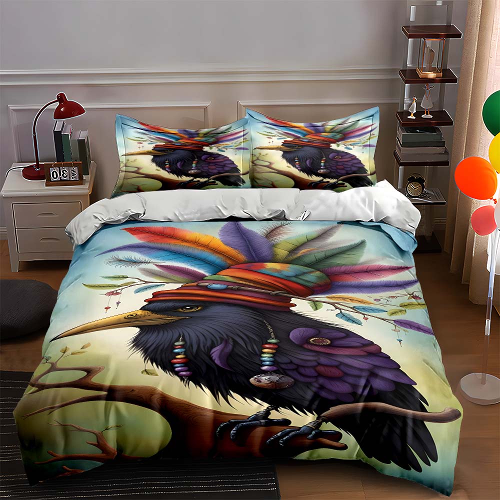 Colorful, feathered, crow. Bedding Duvet cover sets Duvet covers Pillowcases gifts (1 * Duvet Cover 2 * Pillowcases, without duvet insert) 135x200cm
Colorful, feathered, crow. Bedding Duvet cover sets Duvet covers Pillowcases gifts (1 * Duvet Cover 2 * Pillowcases, without duvet insert) 135x200cm