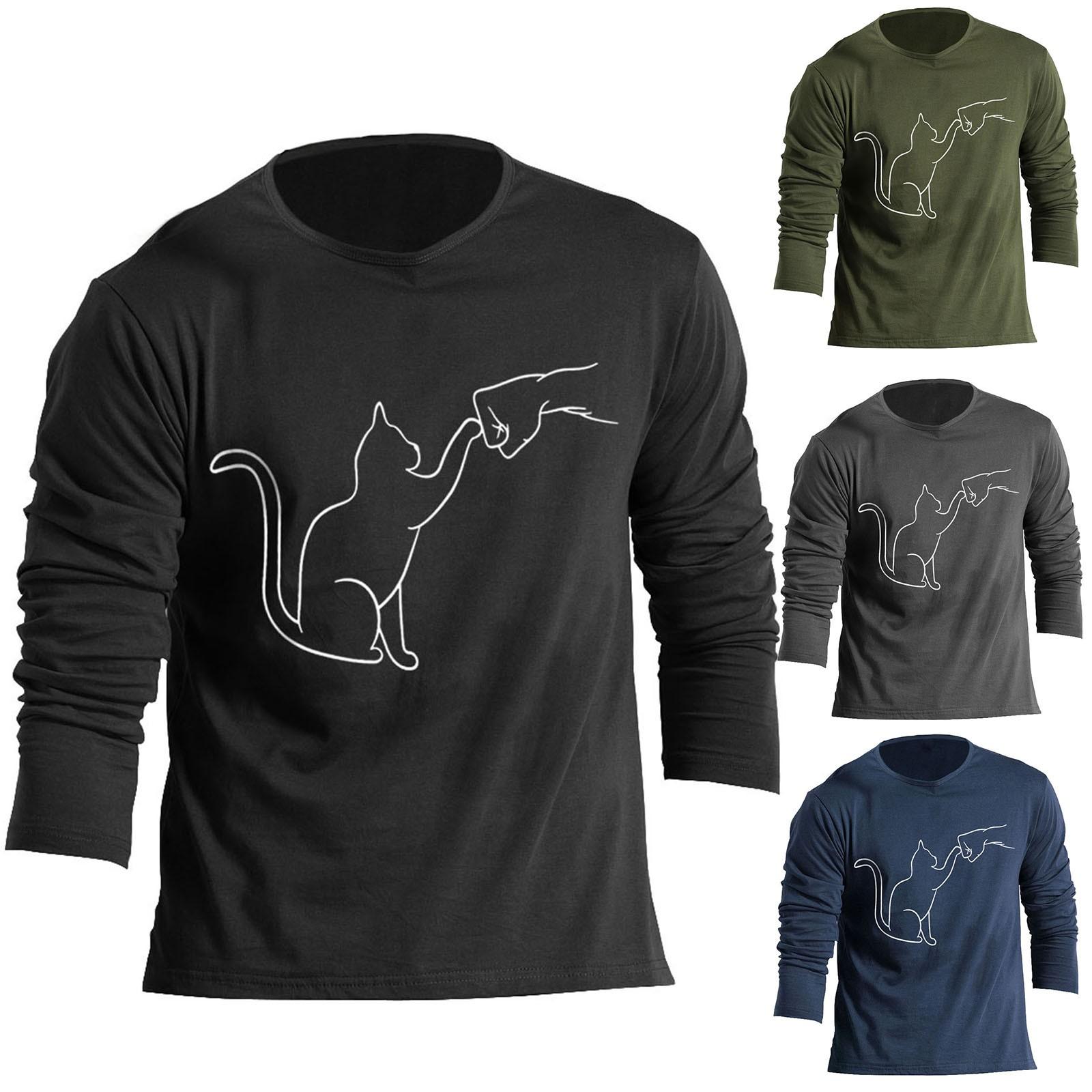 Men s Cute Cat Long Sleeve T-Shirt Printing Casual Handsome Men s Casual Tops 
Men s Cute Cat Long Sleeve T-Shirt Printing Casual Handsome Men s Casual Tops