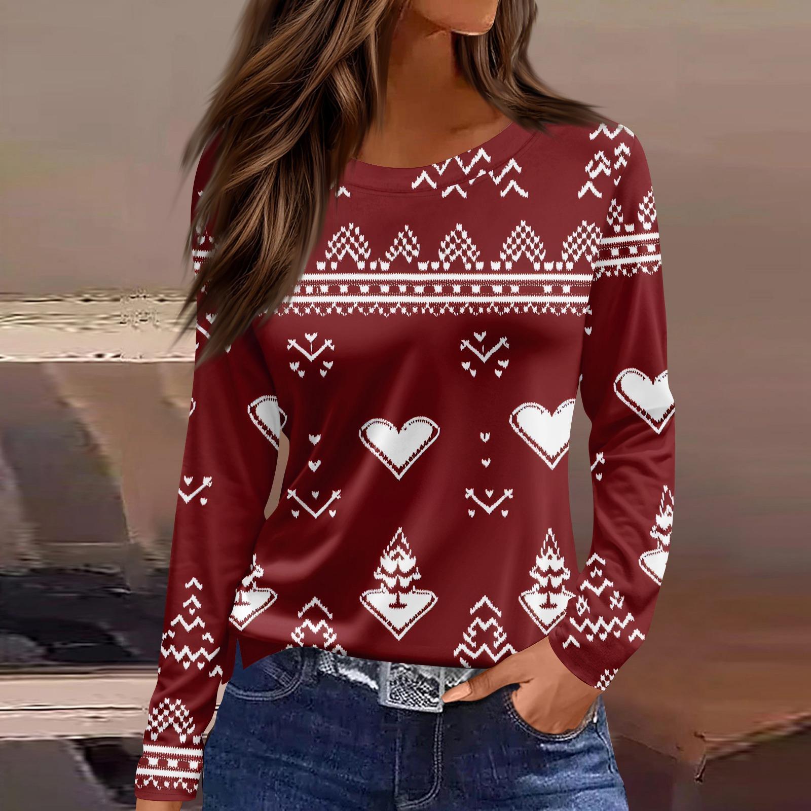 Женская модная повседневная футболка с разрезом по низу, круглым вырезом, длинными рукавами, свободного кроя, с рождественским принтом, женский топ XL винный
Женская модная повседневная футболка с разрезом по низу, круглым вырезом, длинными рукавами, свободного кроя, с рождественским принтом, женский топ XL винный