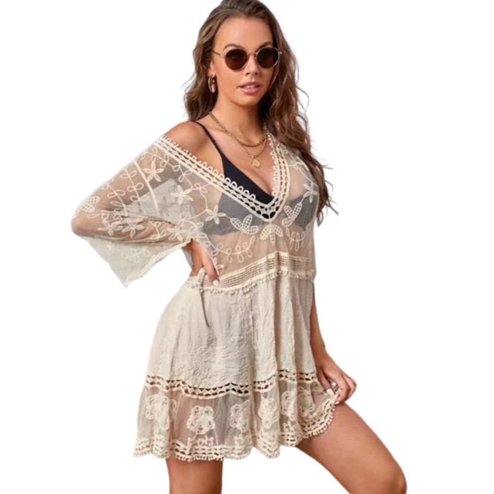Fashion V Neck Summer Sunscreen Smock Loose Casual Swimsuit Cover Up Dress Lace Bathing Suit Bikini Cover-Ups for Women One Size абрикосовий
Fashion V Neck Summer Sunscreen Smock Loose Casual Swimsuit Cover Up Dress Lace Bathing Suit Bikini Cover-Ups for Women One Size абрикосовий
