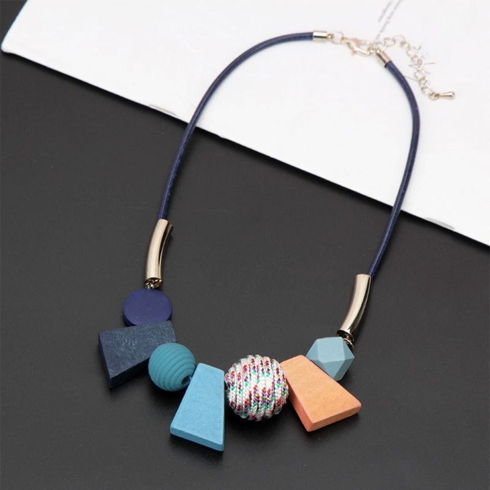 Trapezoid Wood Necklace Colorful Ethnic Style Necklace Adjustable Simple Geometric Necklace Women синій
Trapezoid Wood Necklace Colorful Ethnic Style Necklace Adjustable Simple Geometric Necklace Women синій