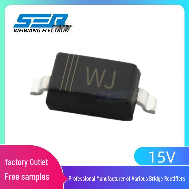 SEP Brand 15V SMD Voltage Regulator BZT52C15V, 0.5W, SOD-123 with WJ Screen Print.
SEP Brand 15V SMD Voltage Regulator BZT52C15V, 0.5W, SOD-123 with WJ Screen Print.