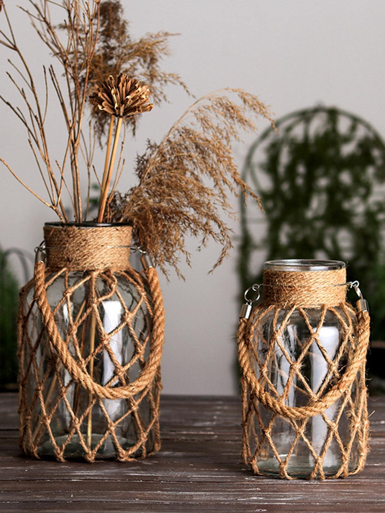 Hand Woven Hemp Rope Glass Vase Dry Flower Decor Glass Vase Nordic Living Room Table Decoration Bedroom Boho Home Decoration
Hand Woven Hemp Rope Glass Vase Dry Flower Decor Glass Vase Nordic Living Room Table Decoration Bedroom Boho Home Decoration