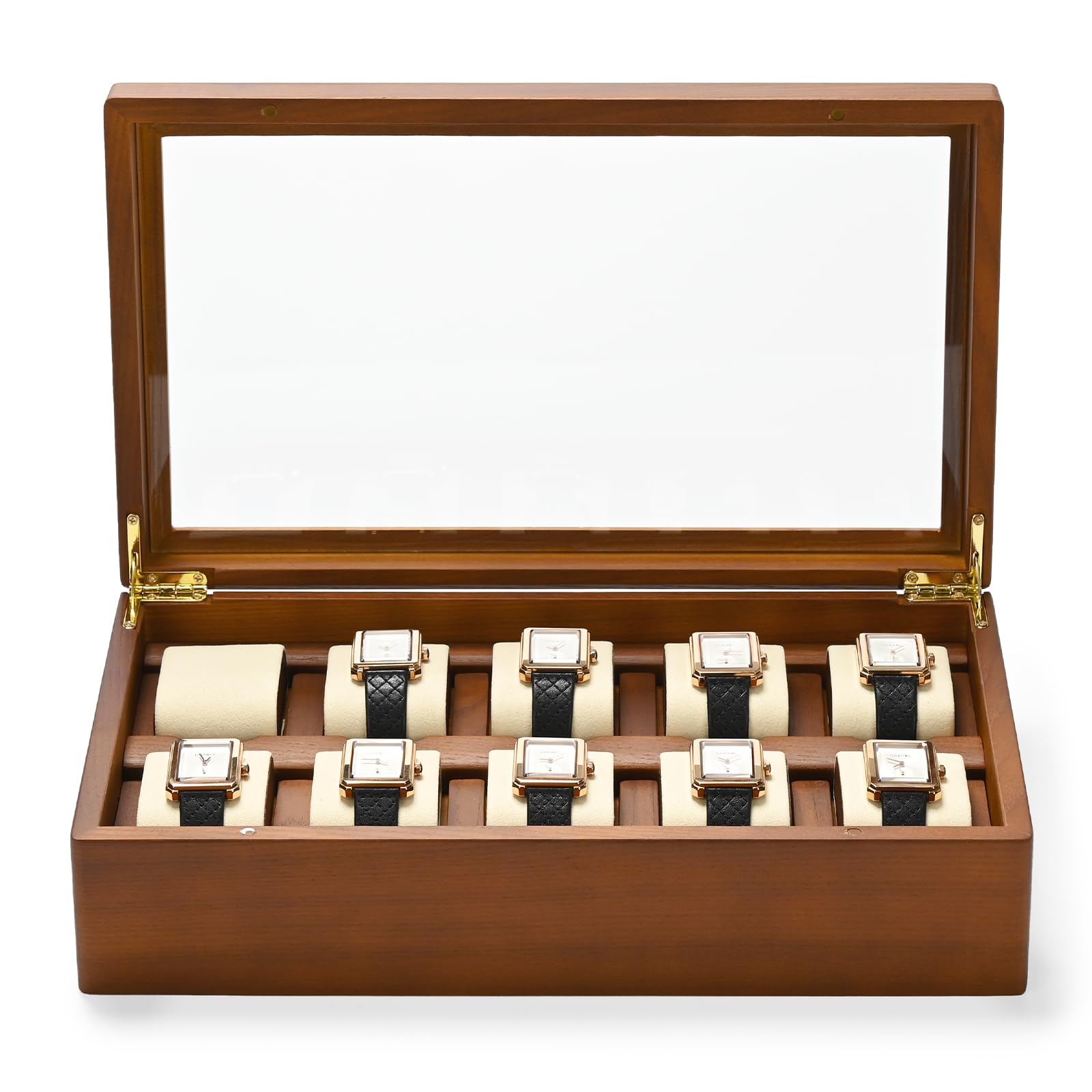 Woodten 10-Slot Solid Wood Watch Case with Glass Lid, Premium Watch Display Organizer with Removable Cushions, Men s (Cream White) X04803
Woodten 10-Slot Solid Wood Watch Case with Glass Lid, Premium Watch Display Organizer with Removable Cushions, Men s (Cream White) X04803