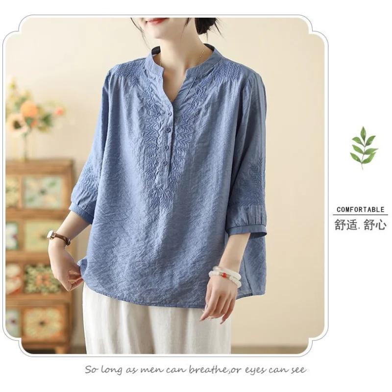 Women s Olive Green Embroidery Blouse V-Neck 3/4 Sleeve Loose-Fit Casual Top XL синій
Women s Olive Green Embroidery Blouse V-Neck 3/4 Sleeve Loose-Fit Casual Top XL синій