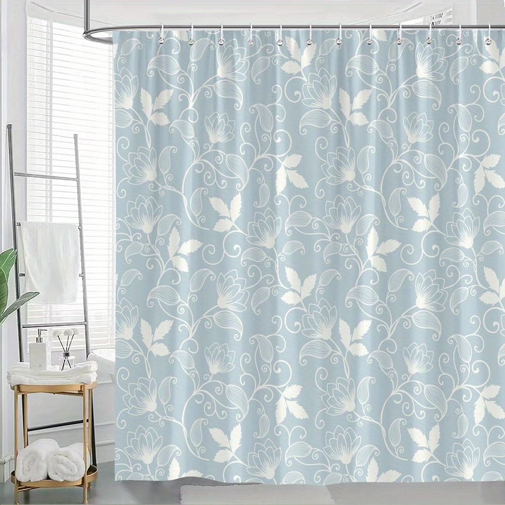Vintage Floral Shower Curtain - Swirling Vines & White Flowers On Light Blue, Polyester With Hooks W60H190(CM)-1 Pcs
Vintage Floral Shower Curtain - Swirling Vines & White Flowers On Light Blue, Polyester With Hooks W60H190(CM)-1 Pcs
