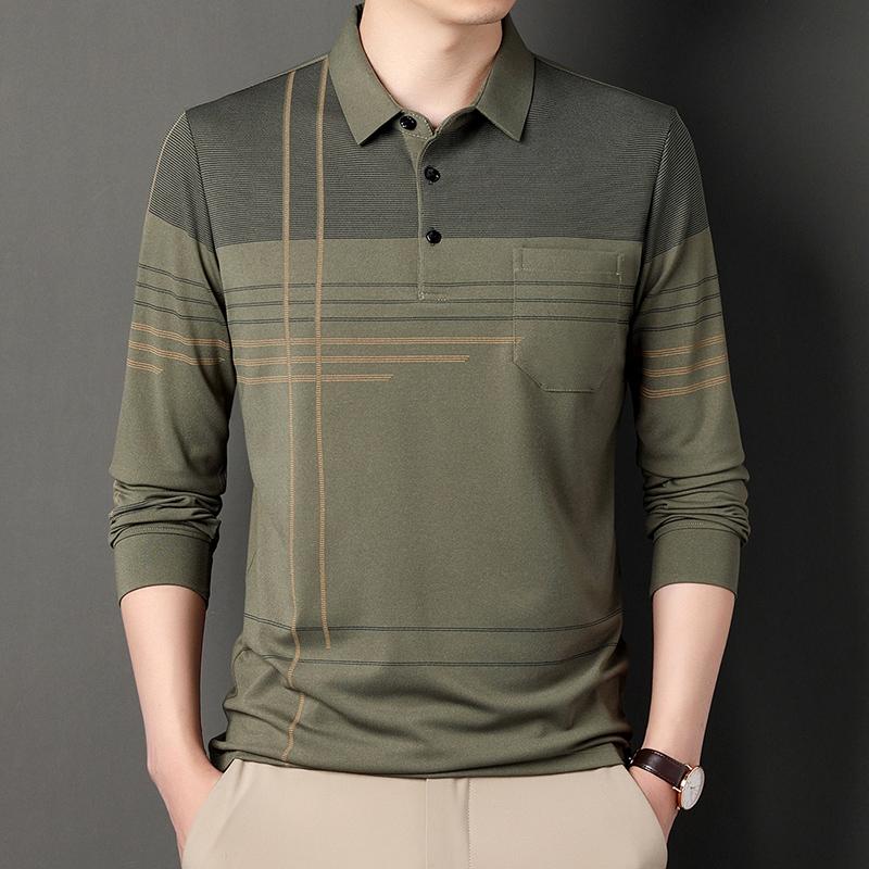New Men Long Sleeve Polo Shirt Lapel Stripe Business Polo Shirt Turn Down Collar Casual T-Shirt with Pockets L зелений
New Men Long Sleeve Polo Shirt Lapel Stripe Business Polo Shirt Turn Down Collar Casual T-Shirt with Pockets L зелений