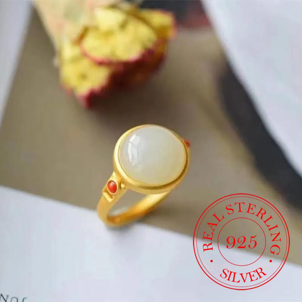 925 Sterling Silver Jewelry Vintage Natural White Jade Finger Rings for Women Wedding Party Jewelry for Girls Friend Gift resizable
925 Sterling Silver Jewelry Vintage Natural White Jade Finger Rings for Women Wedding Party Jewelry for Girls Friend Gift resizable