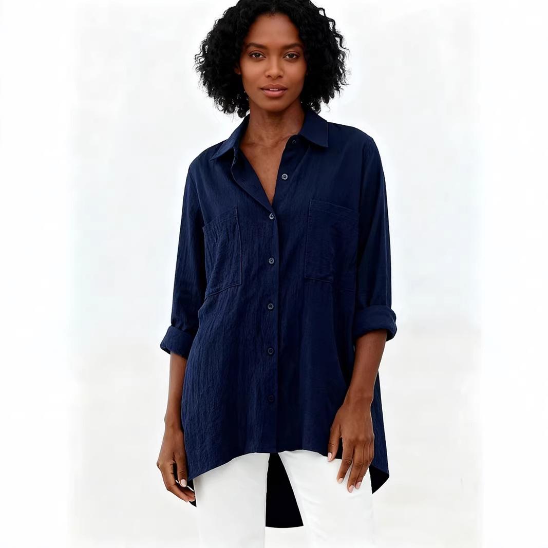 Loose-fitting Blouse, Long-sleeved T-shirt, Women s Style 5XL темно-синього кольору
Loose-fitting Blouse, Long-sleeved T-shirt, Women s Style 5XL темно-синього кольору