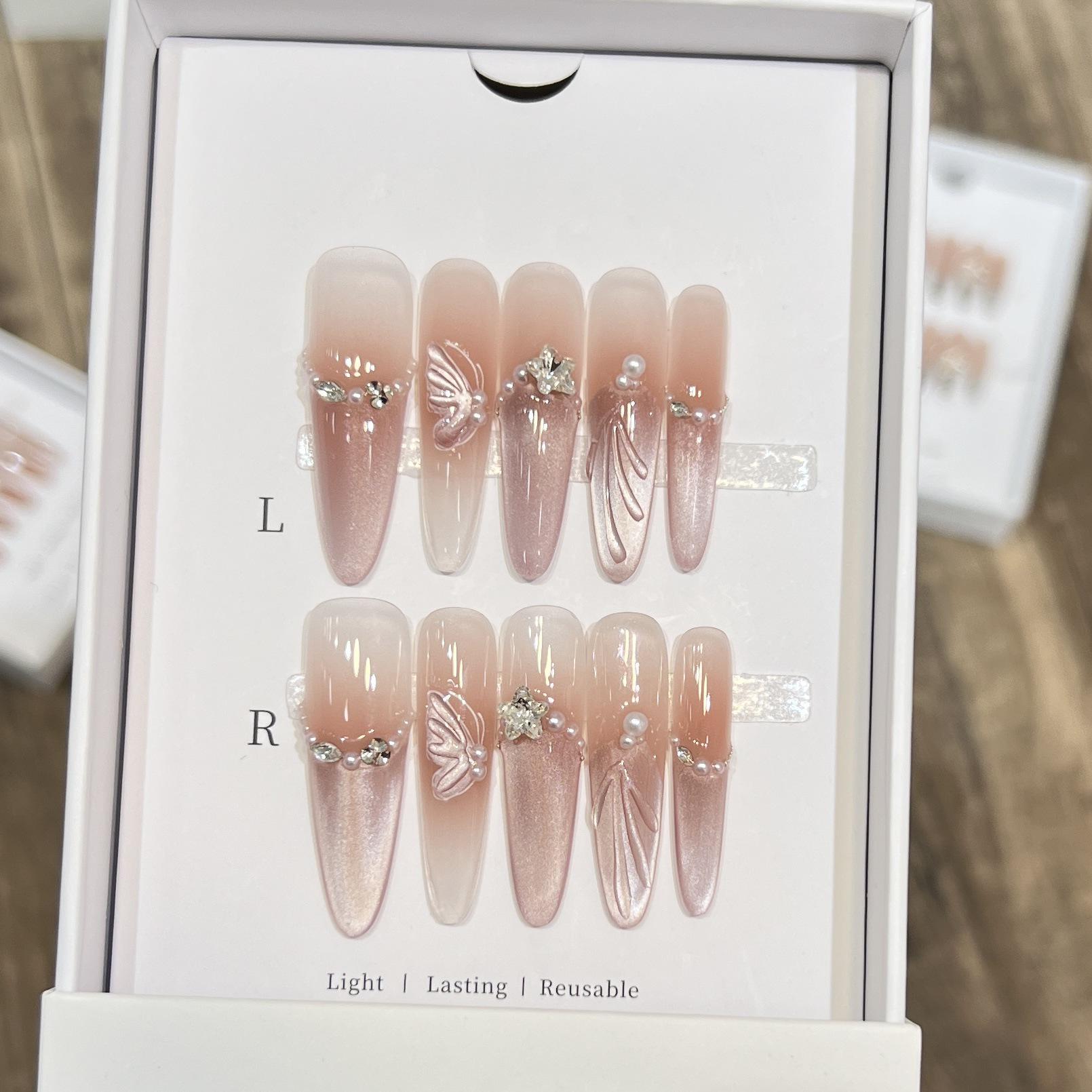 Butterfly Transformation: Handmade Nude Crystal Cat Eye French Blush Glitter Nail Pieces Large
Butterfly Transformation: Handmade Nude Crystal Cat Eye French Blush Glitter Nail Pieces Large