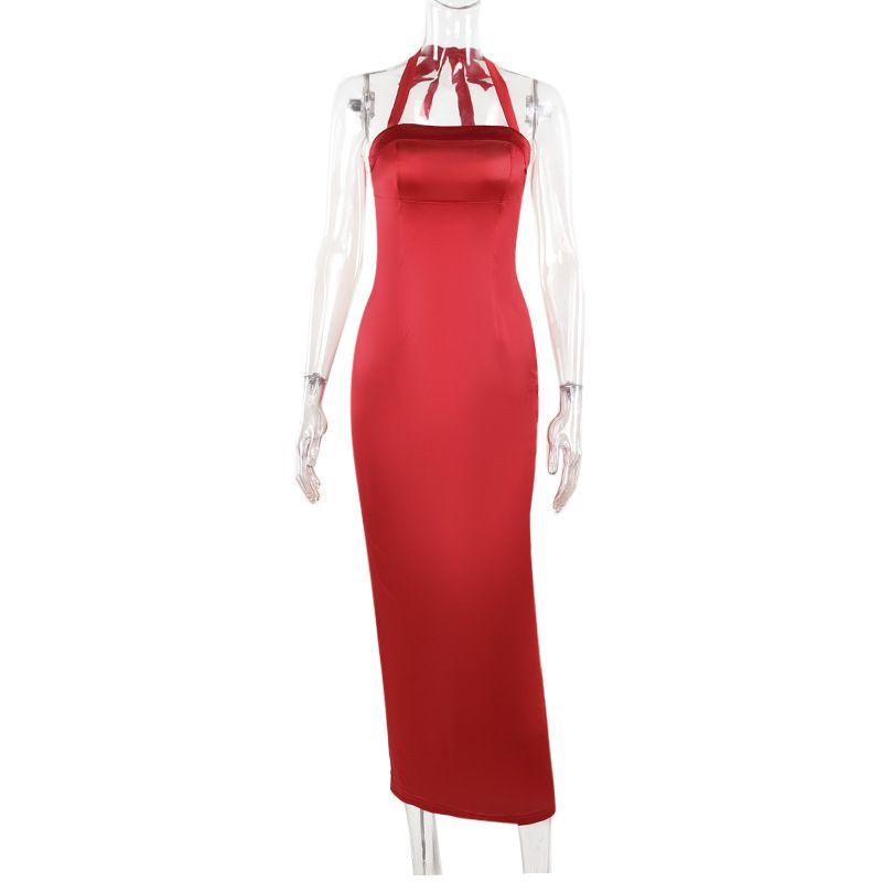 Satin Dress New Satin Dress Socialite Style Sexy Silm Cross-Halterneck All-Matching Graceful Dress Red L
Satin Dress New Satin Dress Socialite Style Sexy Silm Cross-Halterneck All-Matching Graceful Dress Red L