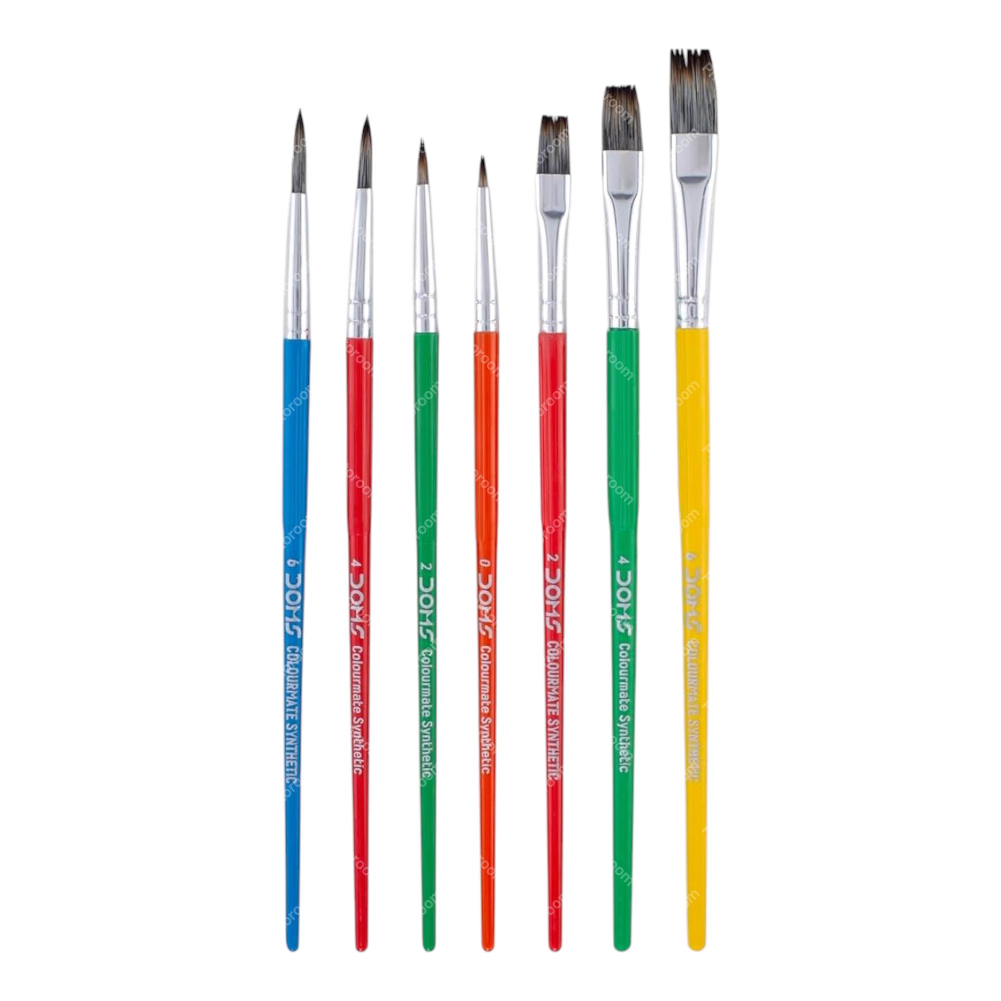 DOMS Colourmate Synthetic Hair Paint Brushes Set Of 7 Flat & Round For Water Acrylic Painting Art School Craft Use
DOMS Colourmate Synthetic Hair Paint Brushes Set Of 7 Flat & Round For Water Acrylic Painting Art School Craft Use