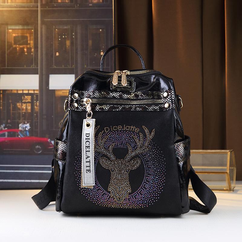 European and American Trendy High-end Texture Diamond Studded Deer Head Backpack, Fashionable Casual Shoulder Bag чорний
European and American Trendy High-end Texture Diamond Studded Deer Head Backpack, Fashionable Casual Shoulder Bag чорний