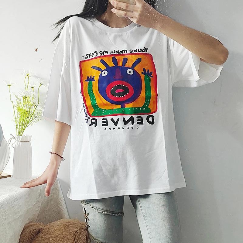 Graffiti cartoon printed cotton t-shirt women s short-sleeved American retro street couple loose half-sleeved top ins tide S белый
Graffiti cartoon printed cotton t-shirt women s short-sleeved American retro street couple loose half-sleeved top ins tide S белый