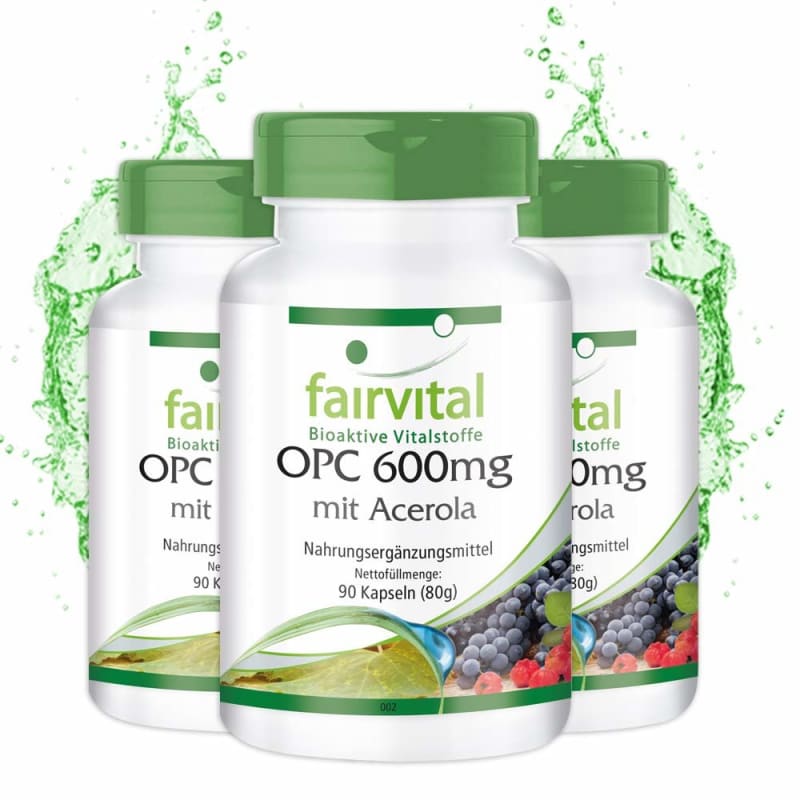 Fairvital OPC 600 mg + Acerola 90 Capsules x 3 Bottles
Fairvital OPC 600 mg + Acerola 90 Capsules x 3 Bottles
