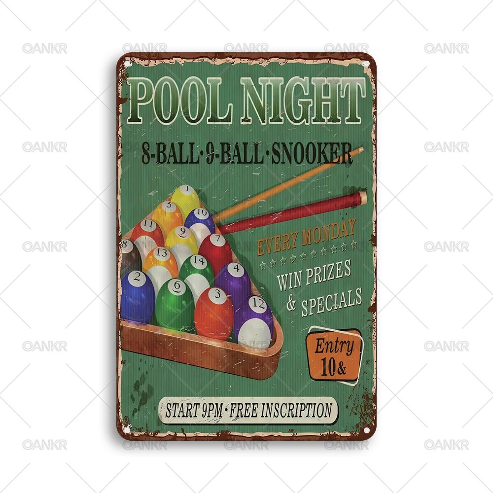 Funny Billiards Club Decor Metal Tin Sign Pool Night Billiards Game Metal Signs for Man Cave Home Art Wall Decor Accessories 20x30cm(7.8x11.8inch)
Funny Billiards Club Decor Metal Tin Sign Pool Night Billiards Game Metal Signs for Man Cave Home Art Wall Decor Accessories 20x30cm(7.8x11.8inch)