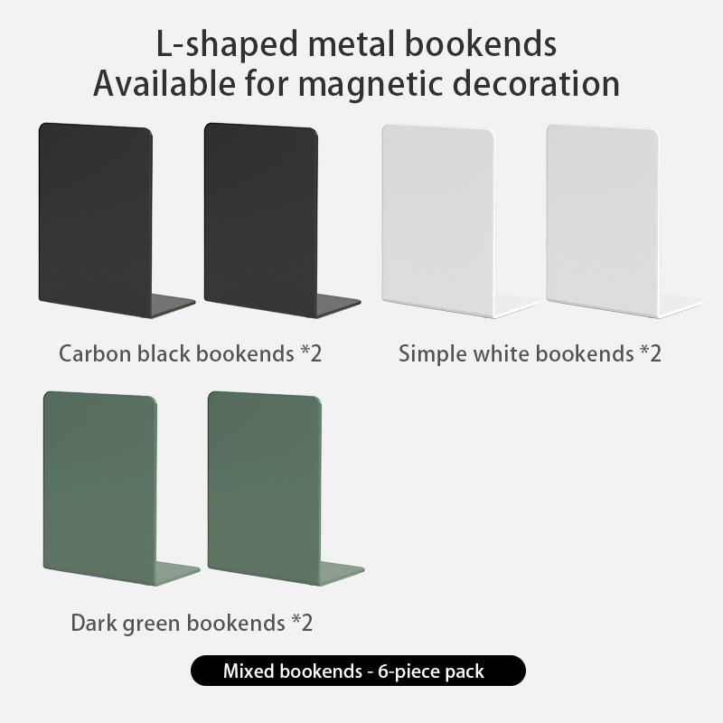 Bookends 6 Pair, White Metal Book Ends, Bookends for Shelves, Book Stopper for Heavy Books, Book Dividers for Home Office
Bookends 6 Pair, White Metal Book Ends, Bookends for Shelves, Book Stopper for Heavy Books, Book Dividers for Home Office
