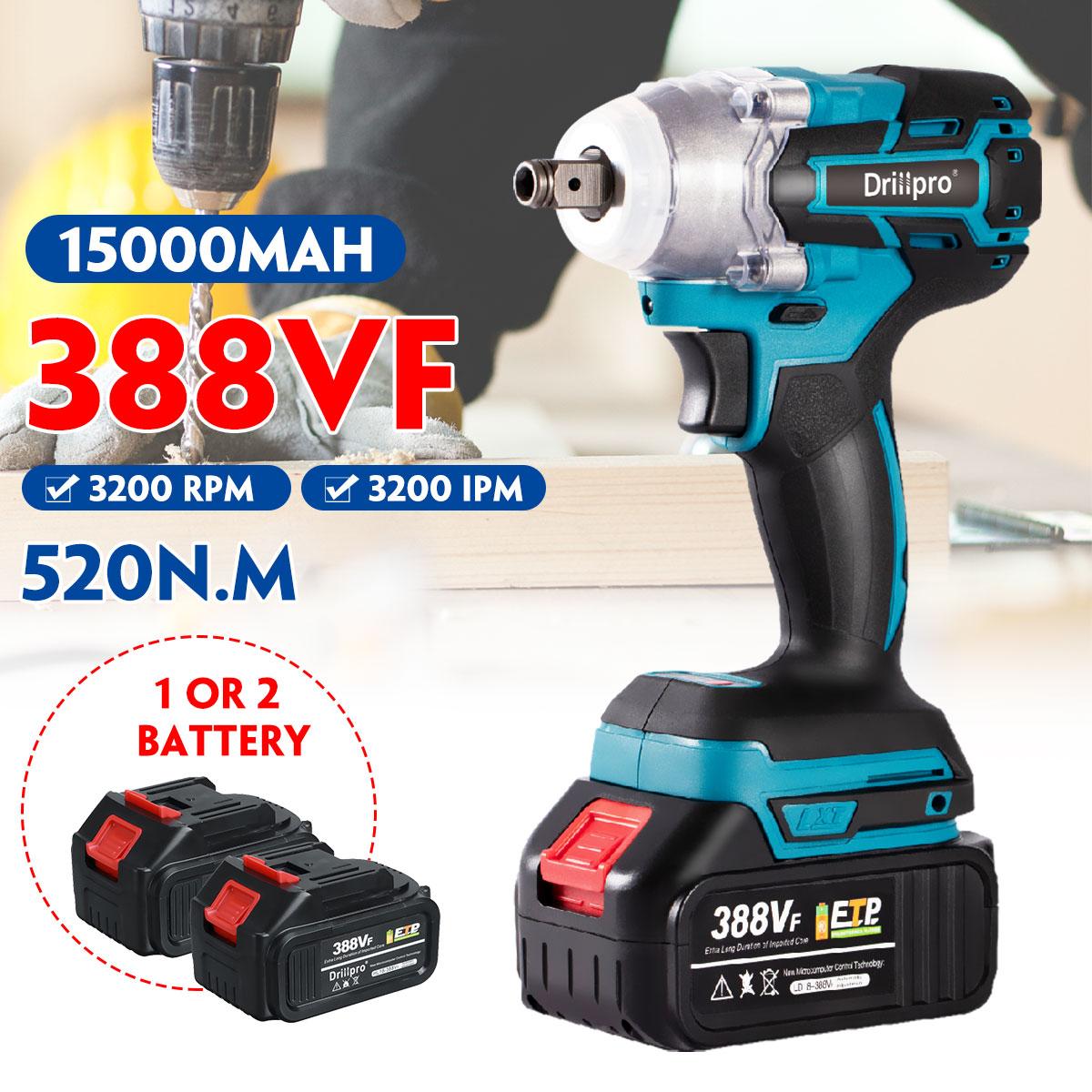 Drillpro 388vf 520N.M Бесщеточный аккумуляторный электрический ударный гайковерт 1/2 дюйма Электроинструменты Литиевая батарея 15000 мАч Совместимая батарея Makiita 18 В
Drillpro 388vf 520N.M Бесщеточный аккумуляторный электрический ударный гайковерт 1/2 дюйма Электроинструменты Литиевая батарея 15000 мАч Совместимая батарея Makiita 18 В
