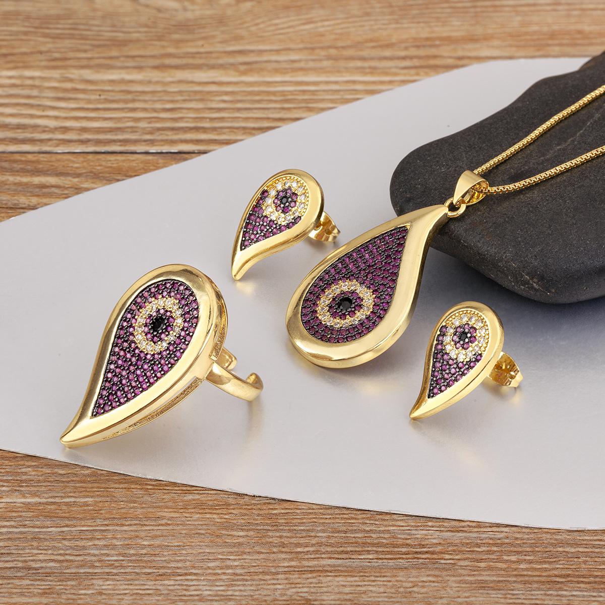 Nidin New Trendy Evil Eye Jewelry Sets Pendant Necklace Earrings Ring Adjustable For Women Copper Inlaid Zircon Accessories Gift GOLD&resizable&45cm
Nidin New Trendy Evil Eye Jewelry Sets Pendant Necklace Earrings Ring Adjustable For Women Copper Inlaid Zircon Accessories Gift GOLD&resizable&45cm