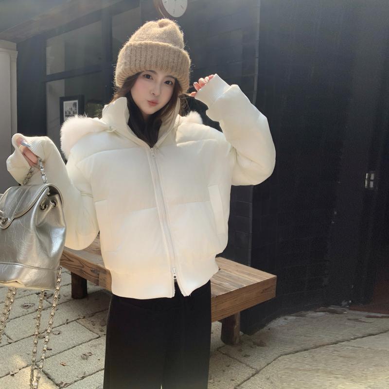 Осень-зима, утепленная теплая парка, женская повседневная милая однотонная Свободная куртка с капюшоном и большим карманом, верхняя одежда S