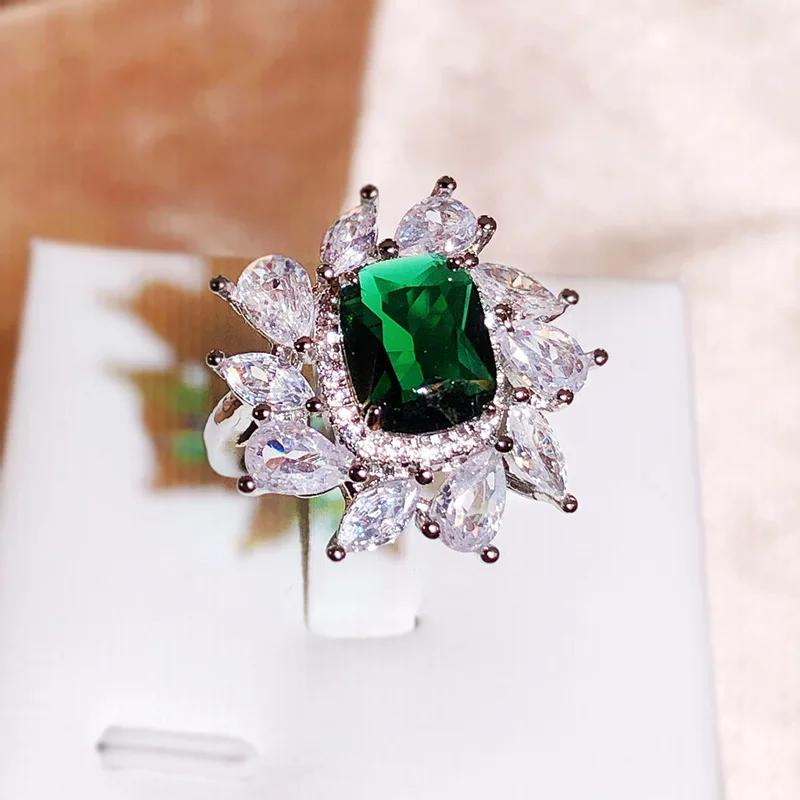 925 Silver New Colorful Square Zircon Ring Female Fashion Full Diamond Water Drop Zircon Ring Party Birthday Gift resizable зелёный
925 Silver New Colorful Square Zircon Ring Female Fashion Full Diamond Water Drop Zircon Ring Party Birthday Gift resizable зелёный
