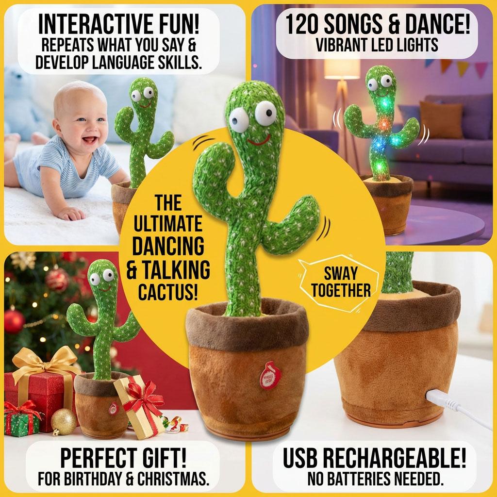Electronic Dancing Cactus Toy 120 Songs Singing Recording Repeating Voice Plush Decor for Baby Kids Early Education Gift
Electronic Dancing Cactus Toy 120 Songs Singing Recording Repeating Voice Plush Decor for Baby Kids Early Education Gift