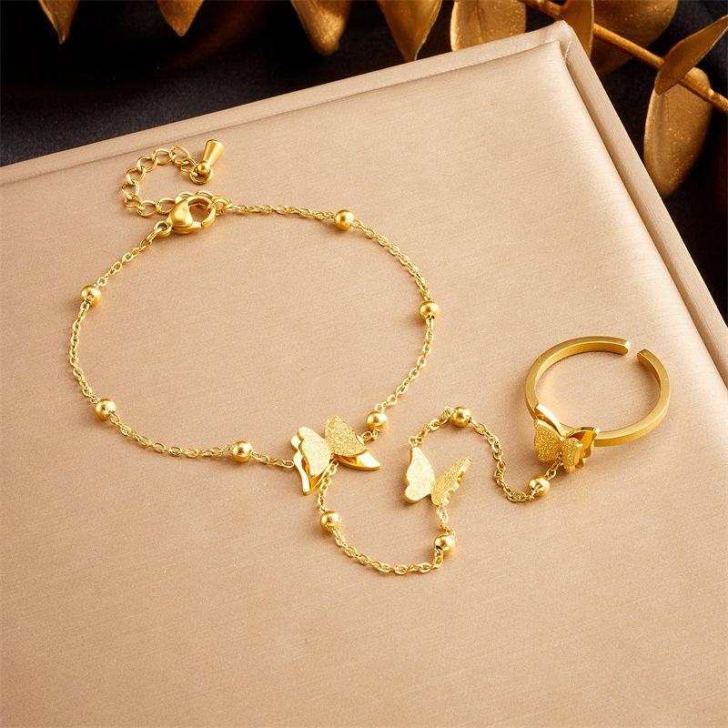 Fashion Minimalist Gold Butterfly Chain Open Ring Bracelet Jewelry Set Versatile Elegant Daily Wear
Fashion Minimalist Gold Butterfly Chain Open Ring Bracelet Jewelry Set Versatile Elegant Daily Wear