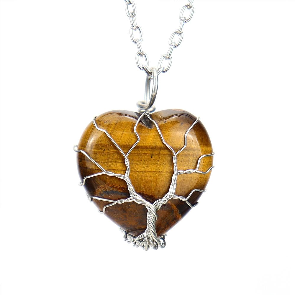 Natural Crystal Stone Tiger Stone Heart-Shaped Love Winding Tree Of Life Pendant Necklace N640
Natural Crystal Stone Tiger Stone Heart-Shaped Love Winding Tree Of Life Pendant Necklace N640