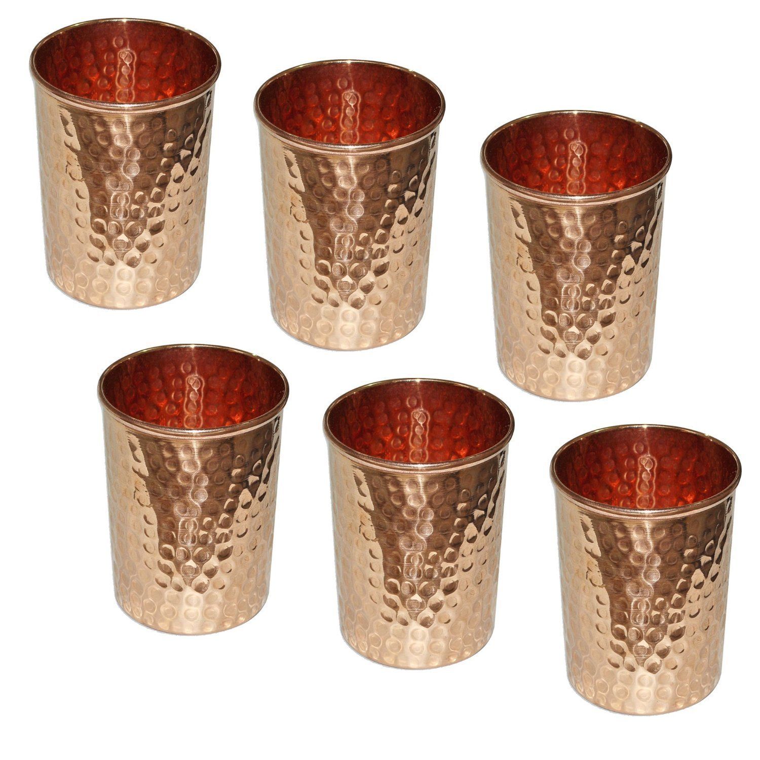 Indian Pure Copper Hammered Water Tumbler Glasses for Healing Ayurvedic Product Set of 6
Indian Pure Copper Hammered Water Tumbler Glasses for Healing Ayurvedic Product Set of 6