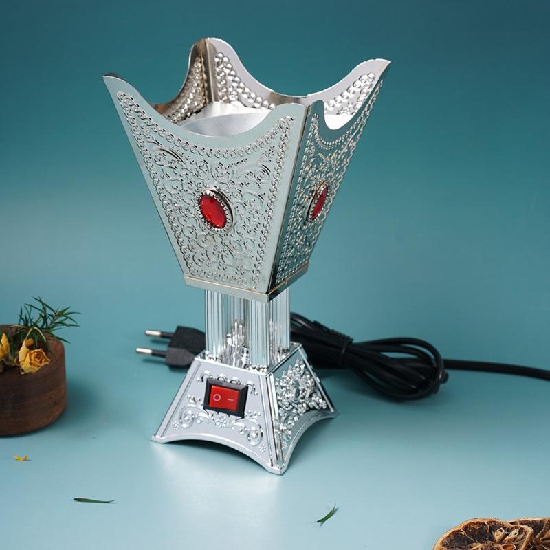 220V Plug-in Middle Eastern Incense Burner Metal with Diamond for OUDH Sandalwood Electric Cone Censer Not Fit for 110V Voltage
220V Plug-in Middle Eastern Incense Burner Metal with Diamond for OUDH Sandalwood Electric Cone Censer Not Fit for 110V Voltage