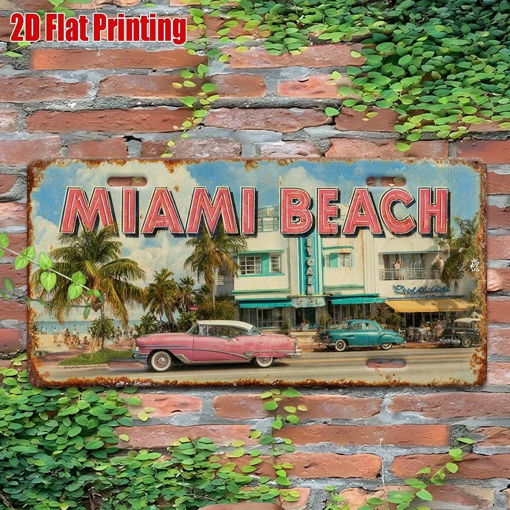 D Flat Printing Vintage Distressed MIAMI BEACH with Retro Classic Cars Palm Trees Illustration Aluminum Tin Painting Licen 15x30cm(5.9x7.8inch)
D Flat Printing Vintage Distressed MIAMI BEACH with Retro Classic Cars Palm Trees Illustration Aluminum Tin Painting Licen 15x30cm(5.9x7.8inch)
