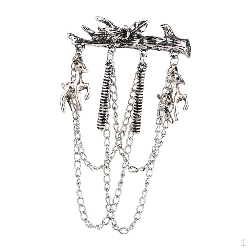 Elegant Deer Branches Brooch with Hanging Tassel Chain Lapel Pin for Suit Tuxedo, Christmas срібний
Elegant Deer Branches Brooch with Hanging Tassel Chain Lapel Pin for Suit Tuxedo, Christmas срібний
