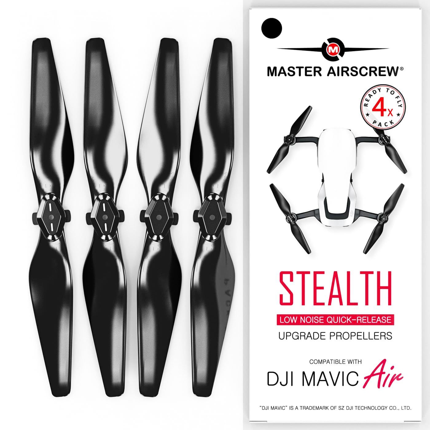 Master Airscrew STEALTH Модернізовані пропелери V2 для DJI Mavic Набір з повітря, 4, 5.3x3.3, Чорний, MA.MC05333SB4
Master Airscrew STEALTH Модернізовані пропелери V2 для DJI Mavic Набір з повітря, 4, 5.3x3.3, Чорний, MA.MC05333SB4