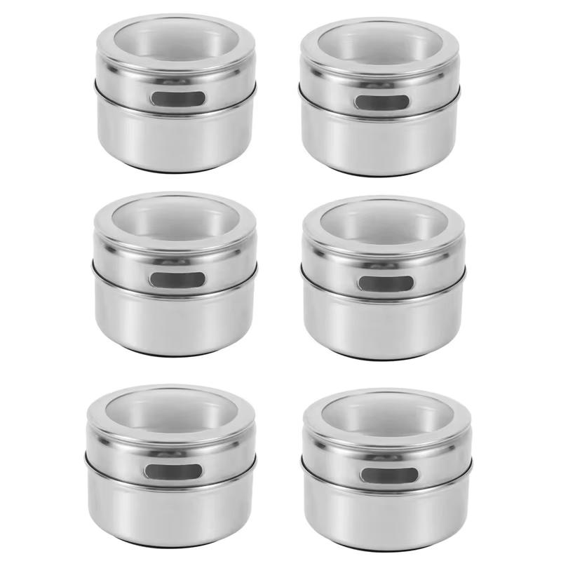 Spice Tins Magnetic Jars Stainless Steel with Clear Lids Salt Pepper Seasoning Organizer Container Kitchen Storage Accessories
Spice Tins Magnetic Jars Stainless Steel with Clear Lids Salt Pepper Seasoning Organizer Container Kitchen Storage Accessories