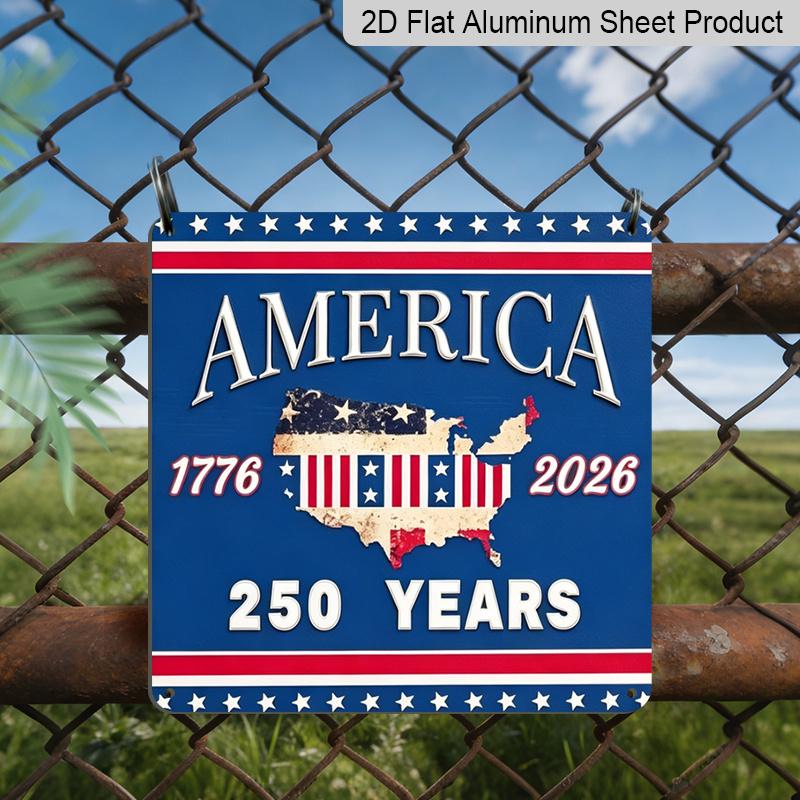 2D Flat 1pc America 1776-2026 250 Years Hanging Aluminum Plaque, Red White Blue USA Map Patriotic Decor Sign, 4th of July Independence Day Wall Art 20*20cm
2D Flat 1pc America 1776-2026 250 Years Hanging Aluminum Plaque, Red White Blue USA Map Patriotic Decor Sign, 4th of July Independence Day Wall Art 20*20cm
