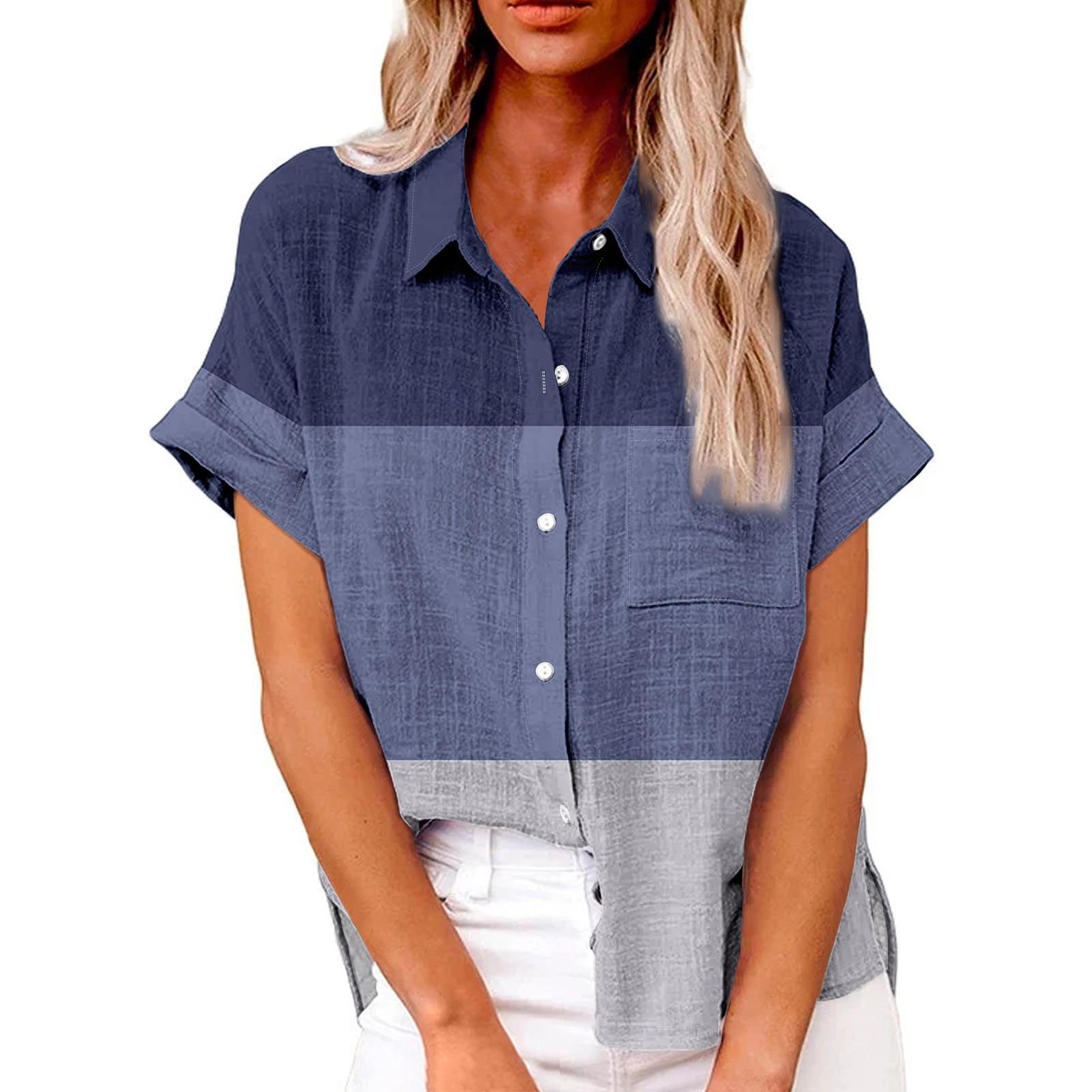Женская модная свободная повседневная рубашка с короткими рукавами и отворотами на пуговицах с принтом и карманной футболкой Топ XXL тёмно-синий
Женская модная свободная повседневная рубашка с короткими рукавами и отворотами на пуговицах с принтом и карманной футболкой Топ XXL тёмно-синий