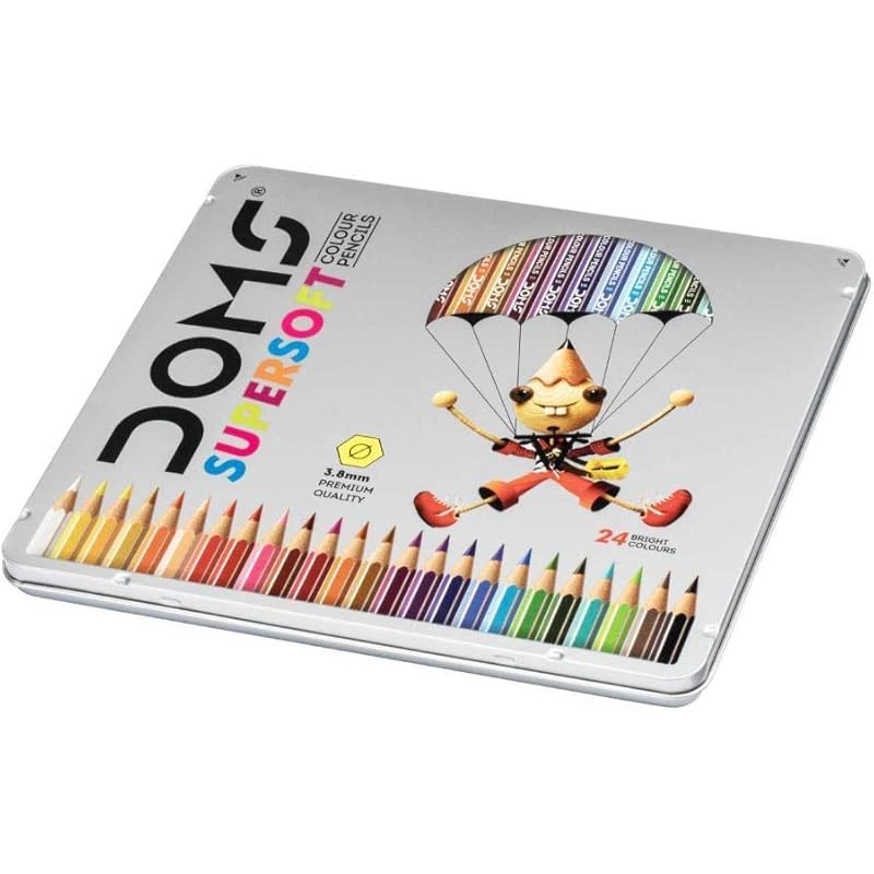 DOMS 24 Shades Super Soft Color Pencils Flat Tin Box|Smooth Color Application|For Blending&Experimenting Different Art S 24 count (Pack of 1)
DOMS 24 Shades Super Soft Color Pencils Flat Tin Box|Smooth Color Application|For Blending&Experimenting Different Art S 24 count (Pack of 1)