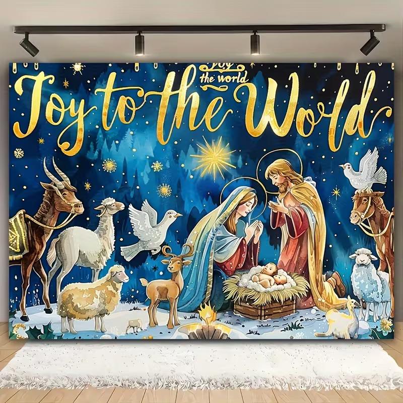 2D Nativity Scene Joy to the World Backdrop for Christmas Party Photoshoot 47.2x31.5inch/120*80cm
2D Nativity Scene Joy to the World Backdrop for Christmas Party Photoshoot 47.2x31.5inch/120*80cm