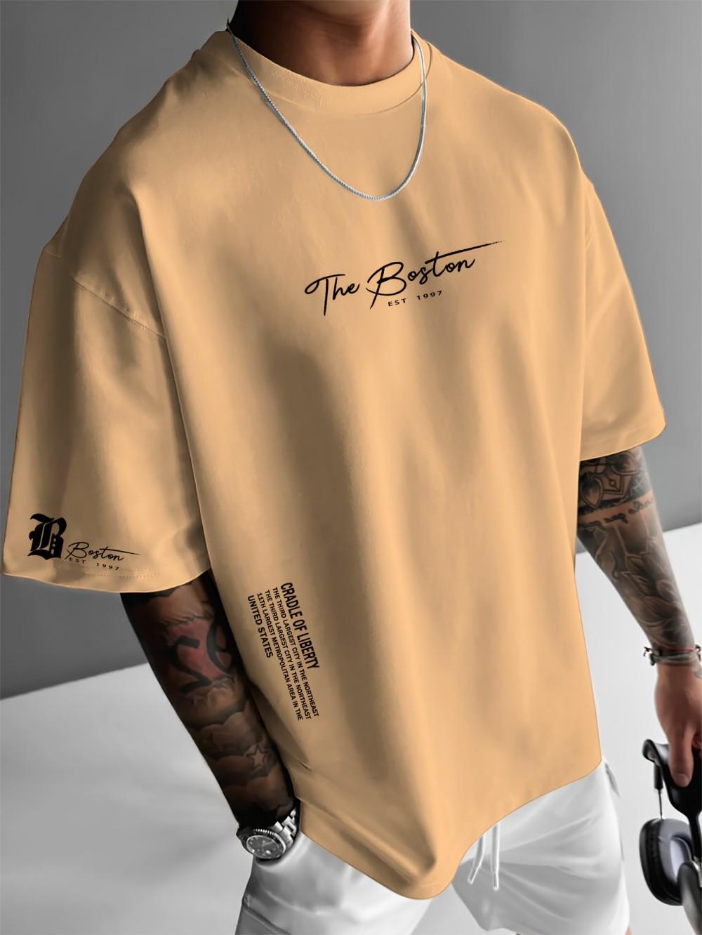 New men s polyester fabric casual comfortable breathable round neck T-shirt with letter pattern suitable for outdoor sports S
New men s polyester fabric casual comfortable breathable round neck T-shirt with letter pattern suitable for outdoor sports S