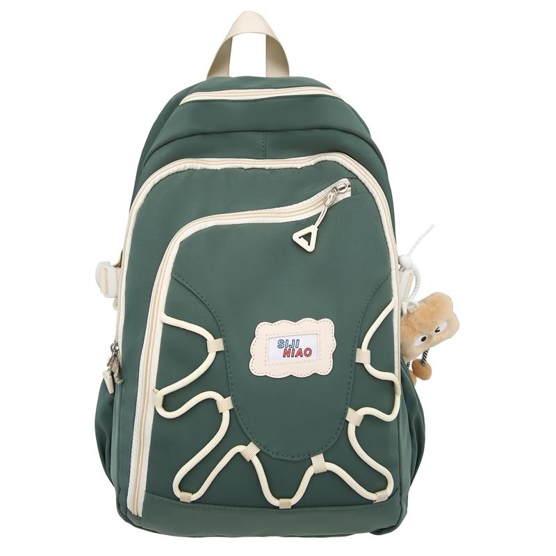 Однотонная школьная сумка для студента, женский рюкзак, большой емкости, компьютерный рюкзак зелёный