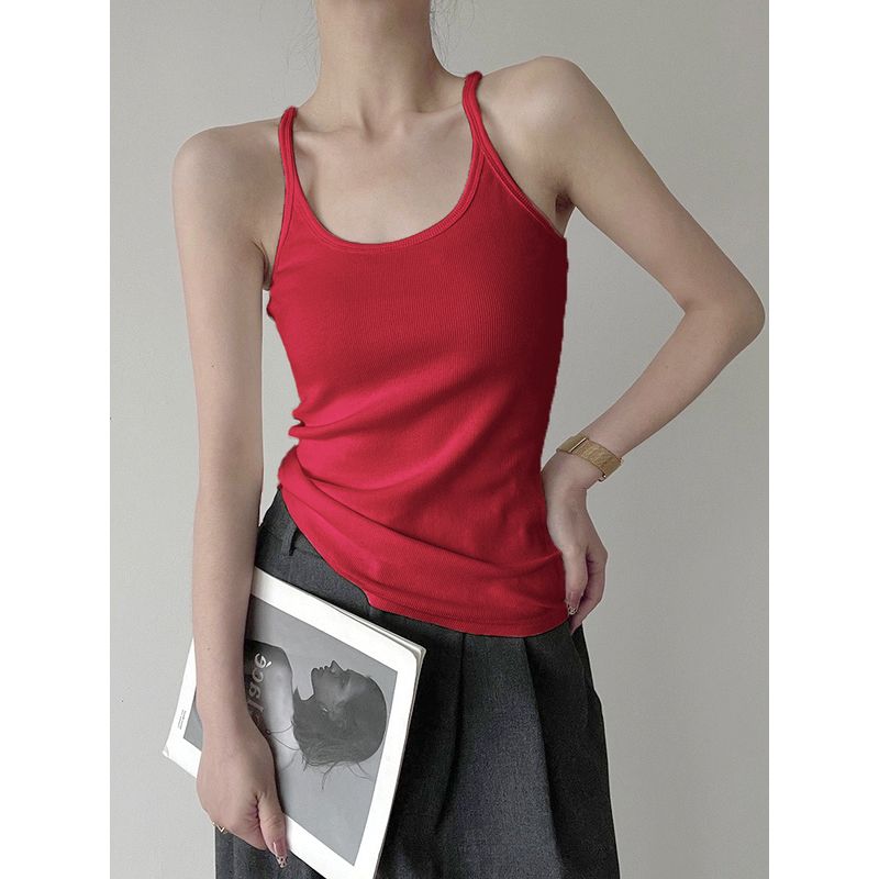 Fashion Style Sexy Low round Neck White Thread Camisole Women s Summer Slim Fit Inner Wear Elastic Outerwear Sleeveless Tops Red XS
Fashion Style Sexy Low round Neck White Thread Camisole Women s Summer Slim Fit Inner Wear Elastic Outerwear Sleeveless Tops Red XS