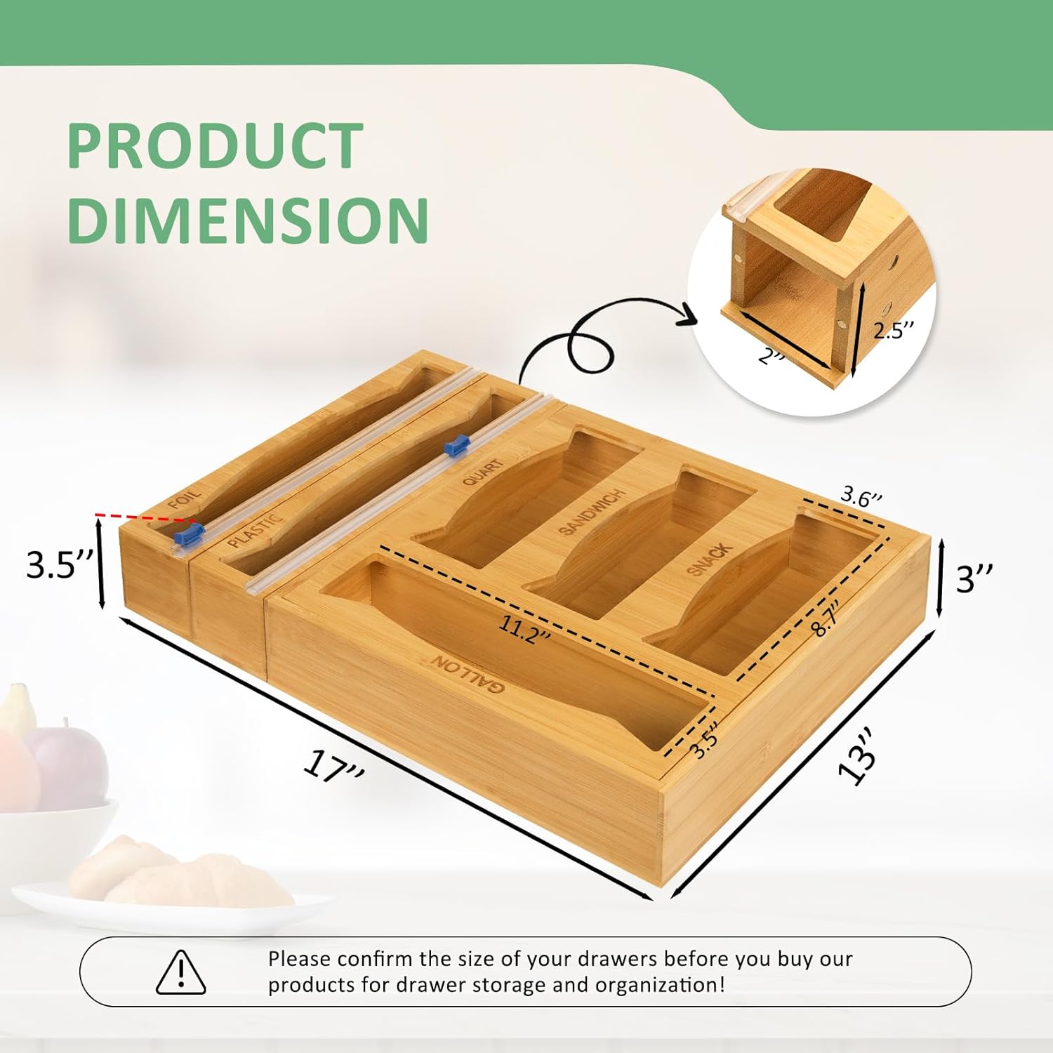 6-in-1 Magnetic Bamboo Drawer Organizer with Adjustable Compartments for Food Bags, Wraps, and Snacks
6-in-1 Magnetic Bamboo Drawer Organizer with Adjustable Compartments for Food Bags, Wraps, and Snacks
