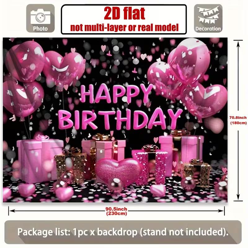 2D Flat Pink Black Birthday Backdrop with Gifts & Confetti for Aesthetic Party 47.2x31.5inch/120*80cm
2D Flat Pink Black Birthday Backdrop with Gifts & Confetti for Aesthetic Party 47.2x31.5inch/120*80cm