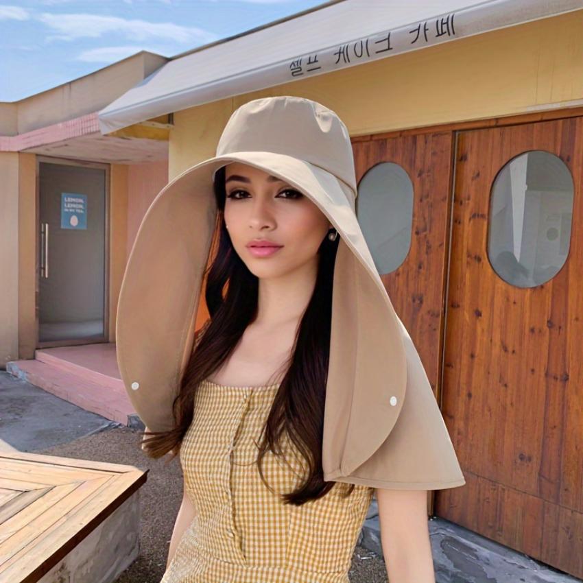 Новая женская солнцезащитная шляпа с широкими полями, легкая и дышащая, подходит для весны и лета, защита лица на открытом воздухе. хаки