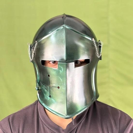 Green Barbuta Visor Helmet Steel Medieval Knight Armor LARP, Cosplay Collector’s Edition
Green Barbuta Visor Helmet Steel Medieval Knight Armor LARP, Cosplay Collector’s Edition
