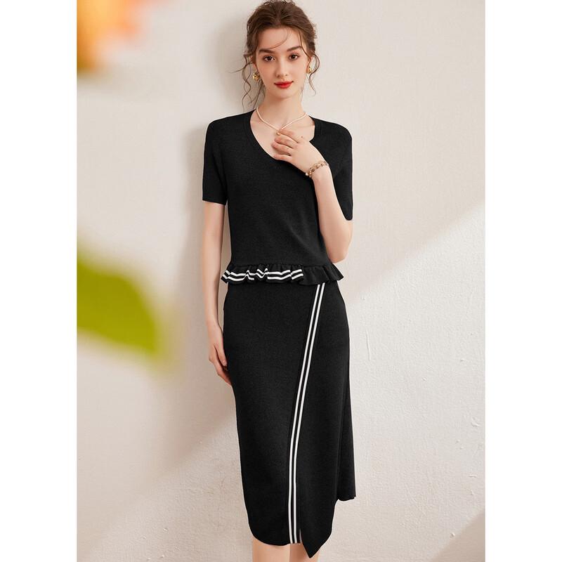 Bailuyu V-Neck Color-Block Striped Knit Midi Dress S
Bailuyu V-Neck Color-Block Striped Knit Midi Dress S