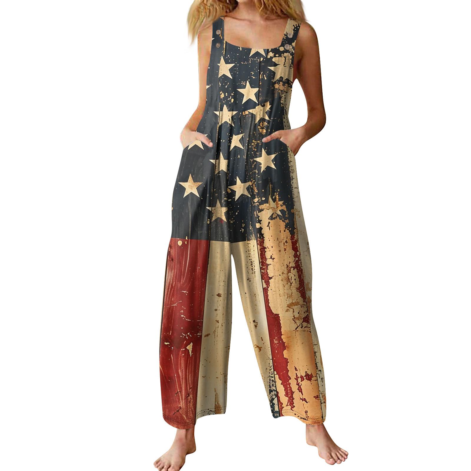 Womens Casual Overalls Jumpsuits Adjustable Straps Sleeveless Independence Day Print Comfy Rompers With Pocket L чорний
Womens Casual Overalls Jumpsuits Adjustable Straps Sleeveless Independence Day Print Comfy Rompers With Pocket L чорний