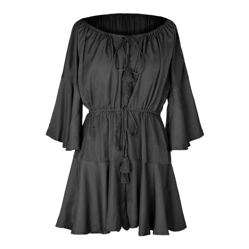 Fashion off-Neck Loose High Waist Drawstring Tie-Neck Flared Sleeves Jumpsuit Lace up Loose Jumpsuit Black M
Fashion off-Neck Loose High Waist Drawstring Tie-Neck Flared Sleeves Jumpsuit Lace up Loose Jumpsuit Black M