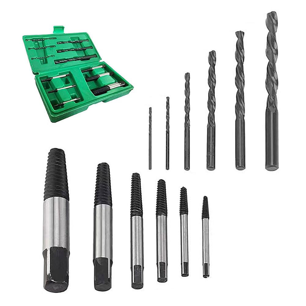 Screw Extractor Set, 6pcs Screw Extractor Set with 6pcs Left-Hand Rotating Drill Bits, for Removing Damaged Bolts and Screws, Thread Repair Kit, Strip
Screw Extractor Set, 6pcs Screw Extractor Set with 6pcs Left-Hand Rotating Drill Bits, for Removing Damaged Bolts and Screws, Thread Repair Kit, Strip