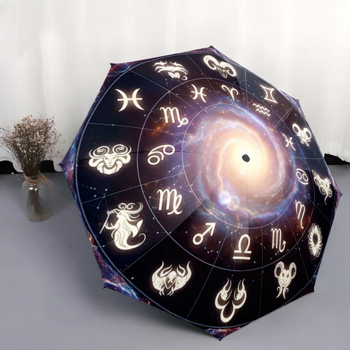 A Portable Folding Umbrella Featuring Zodiac Signs Against a Cosmic Galactic Backdrop, Perfect As a Creative Gift for Christma (as the picture,Iron&8K)
A Portable Folding Umbrella Featuring Zodiac Signs Against a Cosmic Galactic Backdrop, Perfect As a Creative Gift for Christma (as the picture,Iron&8K)